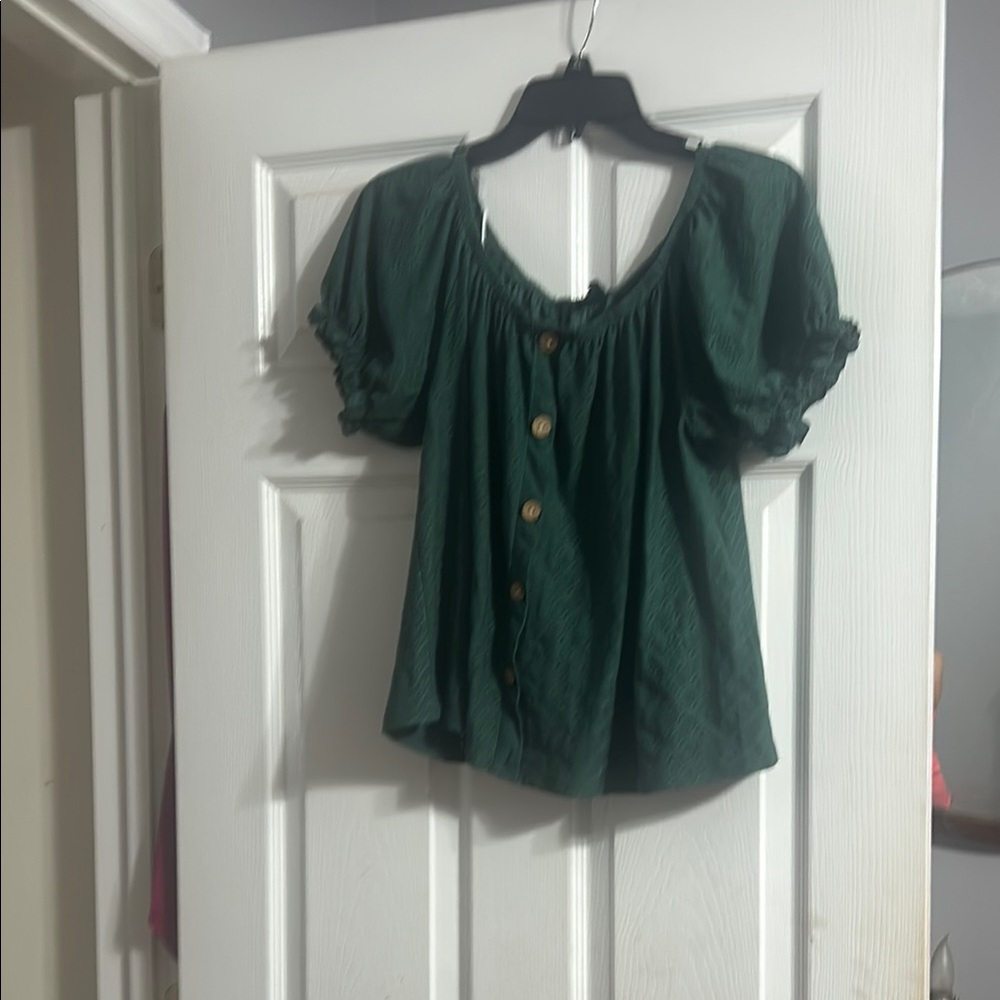 W5 Green Blouse Elegant Top
